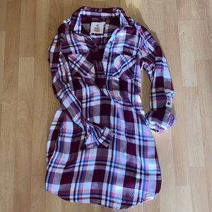 Plaid shirt dress.